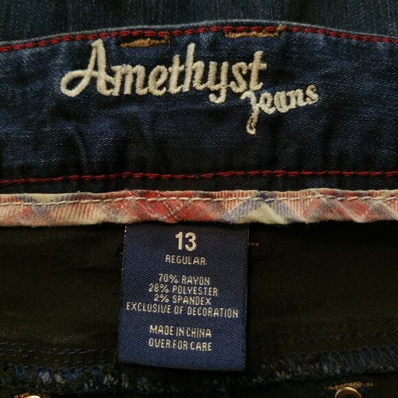 Amethyst Jeans Size 13 Slim Bootcut Electra Mid Rise Medium Dark Wash Stretch - Picture 10 of 12